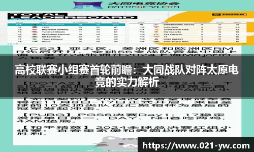 高校联赛小组赛首轮前瞻：大同战队对阵太原电竞的实力解析